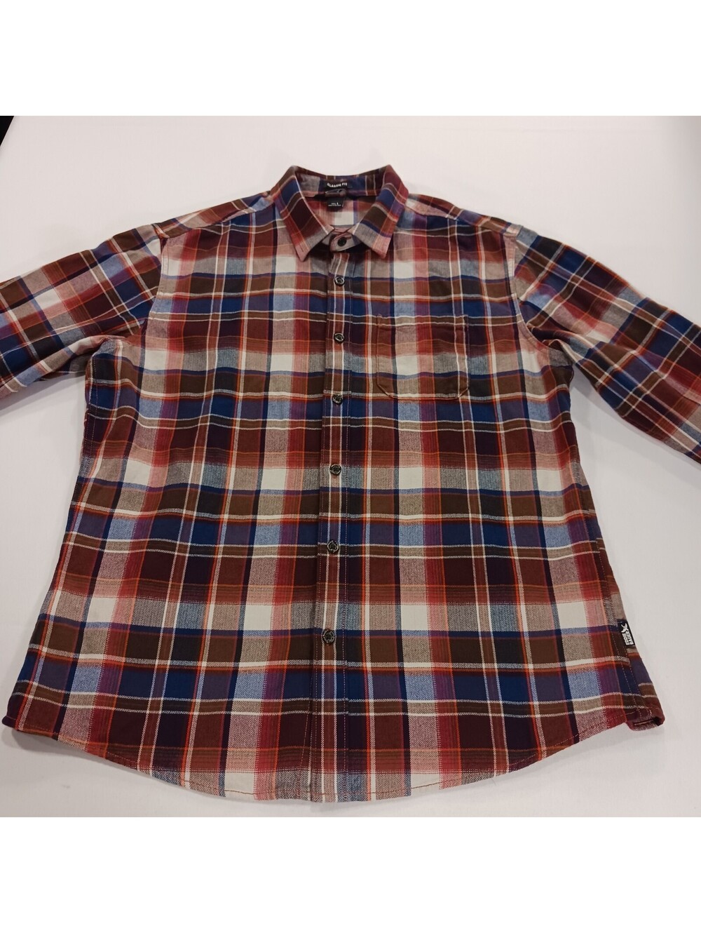 Eddie Bauer Classic Fit Men's Red/Blue Flannel Plaid Button-Up Shirt Size Large - Picture 14 of 16